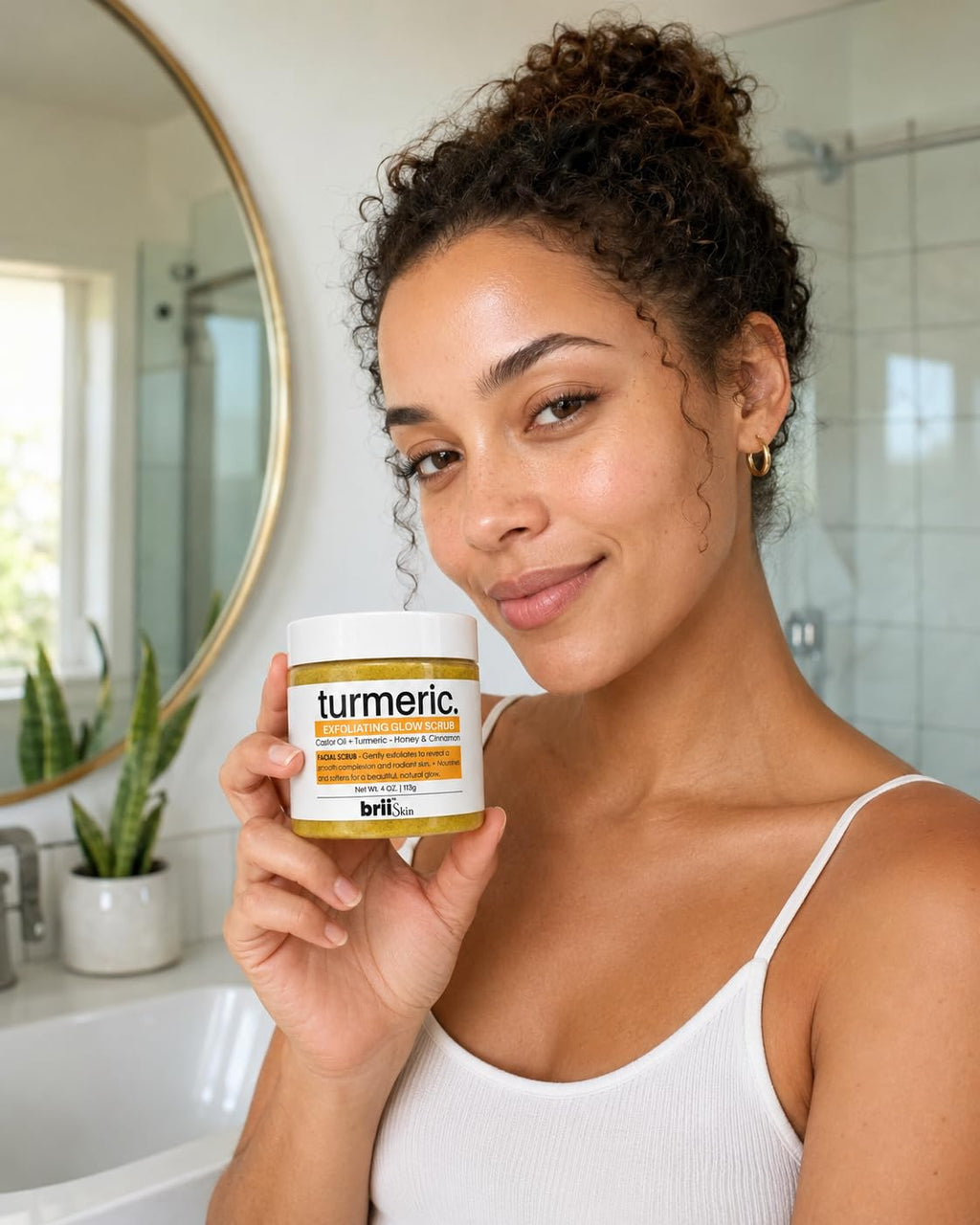 Turmeric Honey Sugar Scrub with Pumice for Face, Dark Spots, Acne, Deep Pore Exfoliating Facial Cleanser for Radiant, Even-Tone Skin