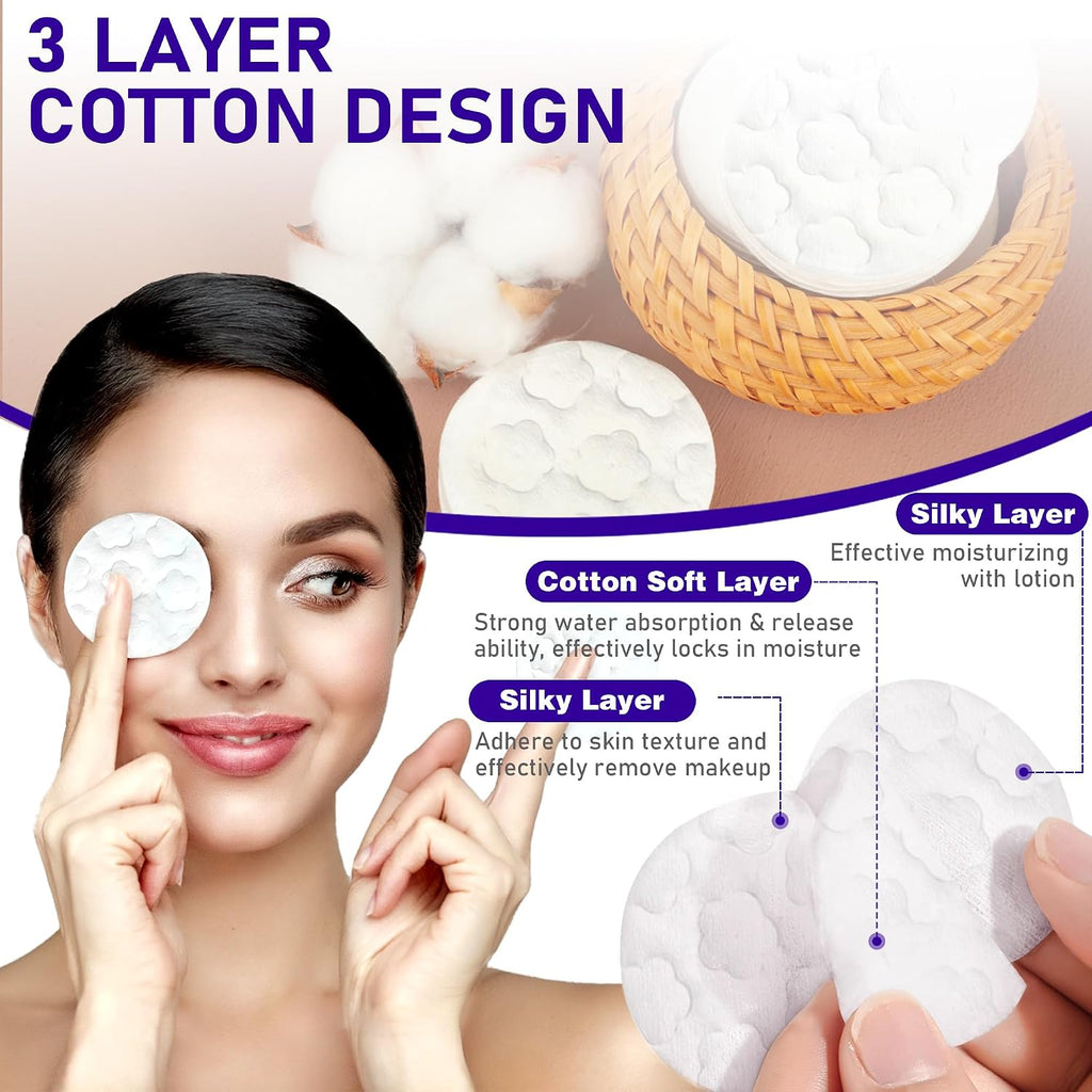 Round Cotton Pads for Face, 300 Count Cotton Rounds