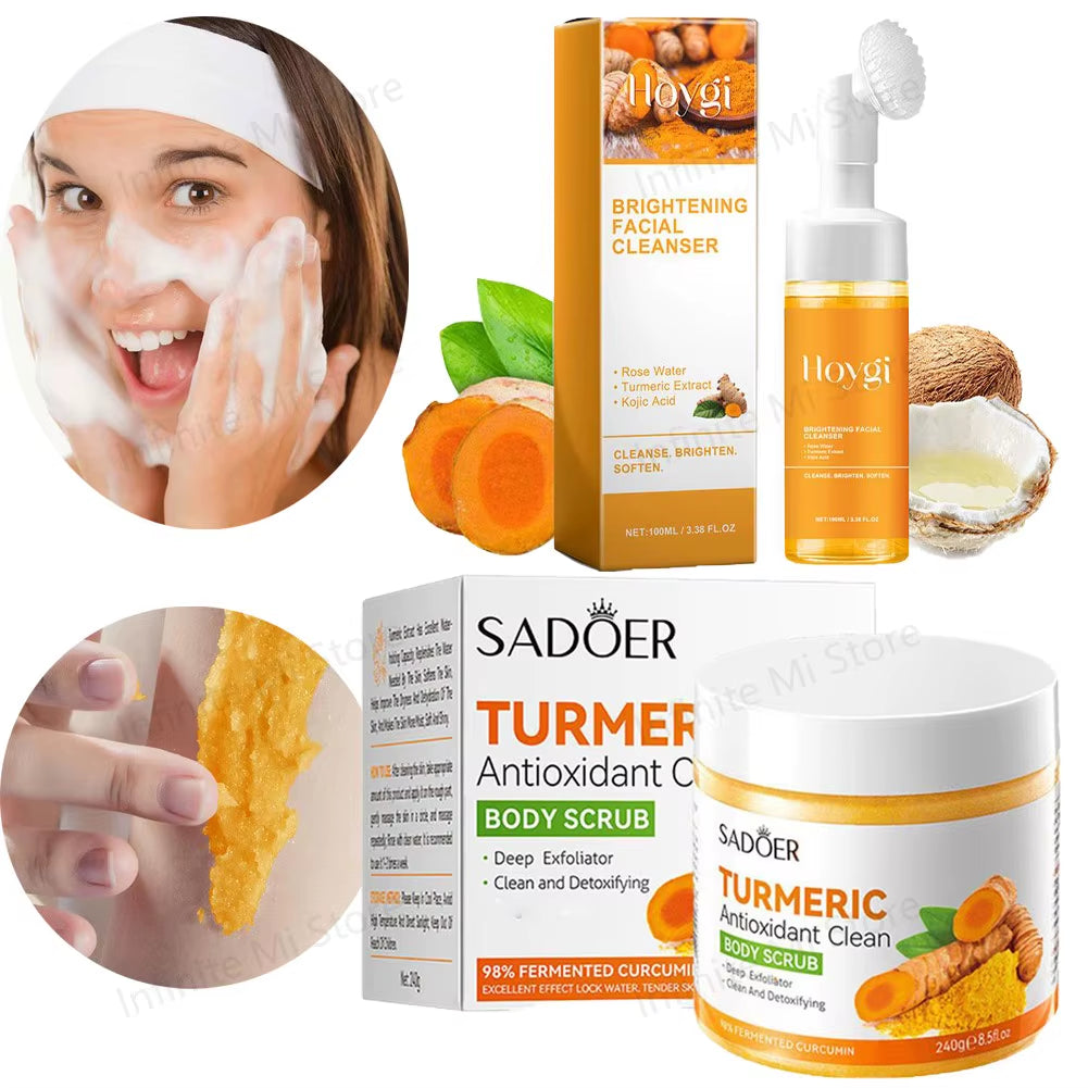 Turmeric Facial Cleanser Facial Scrub Cleansing Oil Control Blackhead Remover Shrink Pores Skin Care Body Care