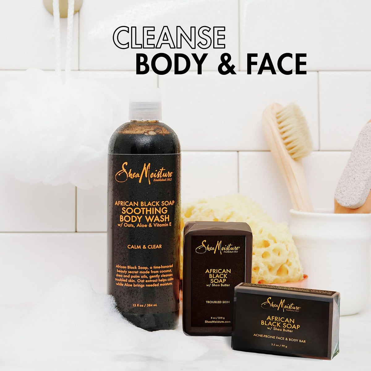 Sheamoisture Soothing Body Wash for Acne Treatment African Black Soap Paraben Free Body Wash 13 Oz