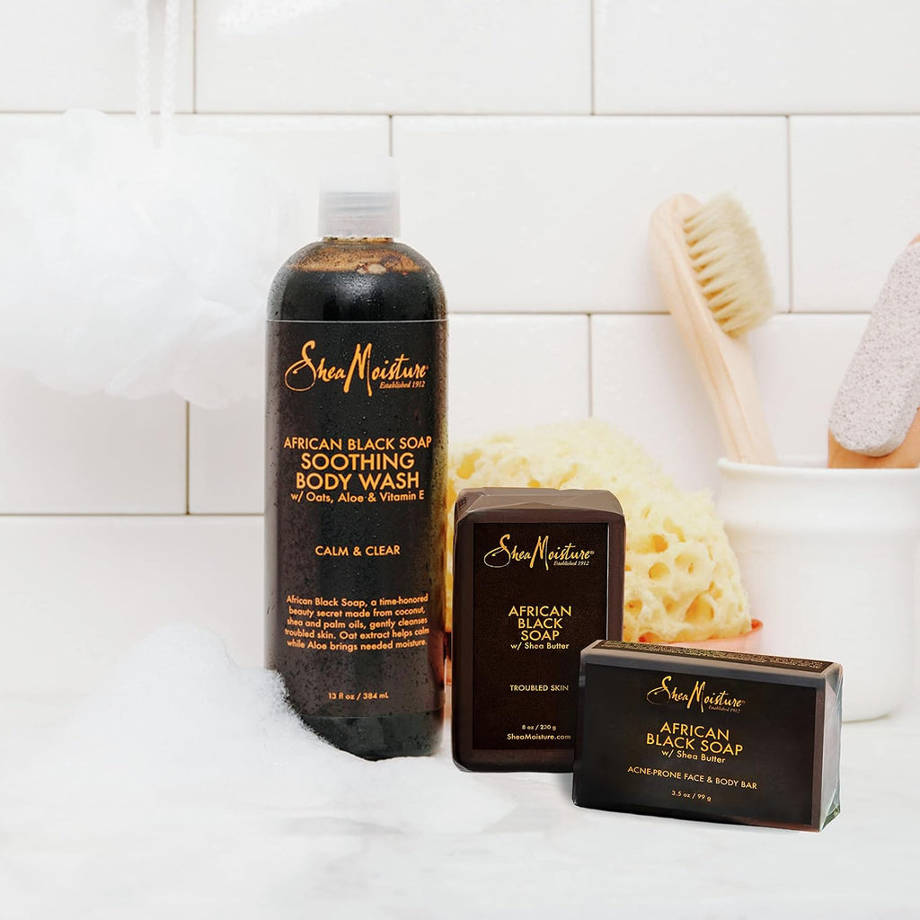 Sheamoisture Soothing Body Wash for Acne Treatment African Black Soap Paraben Free Body Wash 13 Oz