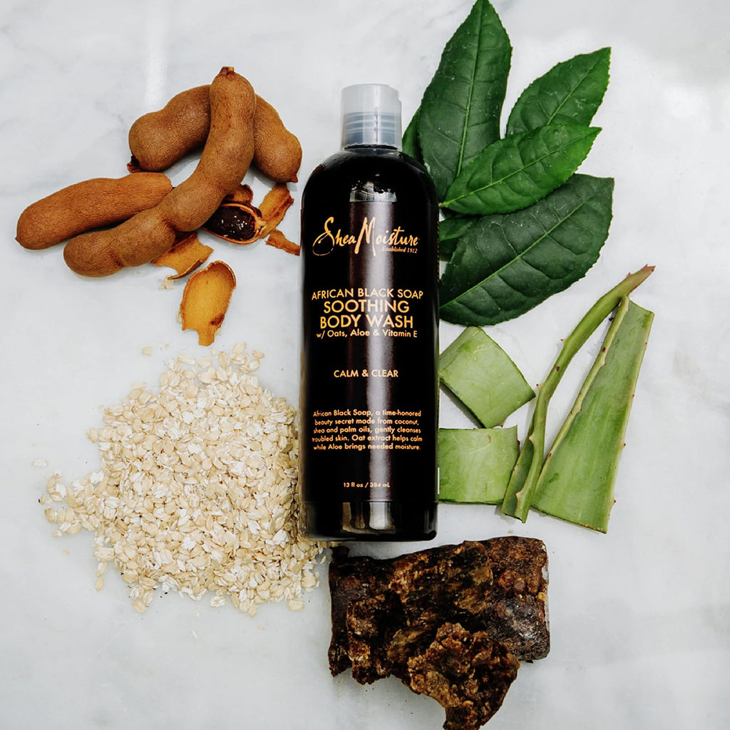 Sheamoisture Soothing Body Wash for Acne Treatment African Black Soap Paraben Free Body Wash 13 Oz