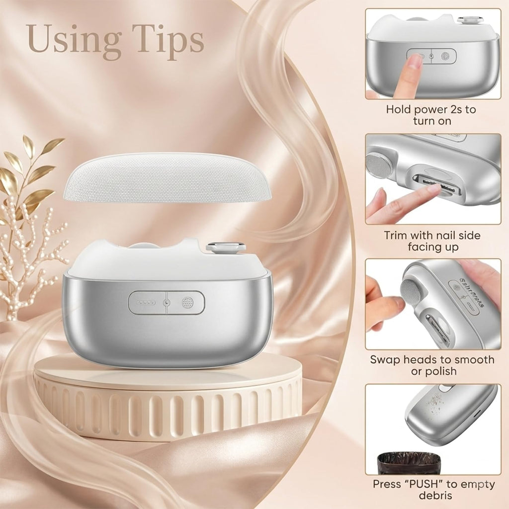 Electric Nail Clipper, 3-In-1 Automatic Nail Trimmer Cutter, 2 Speed USB Rechargeable Nail Care Tool, Built-In Clipping Collector, LED Light for Kids, Seniors & Adults