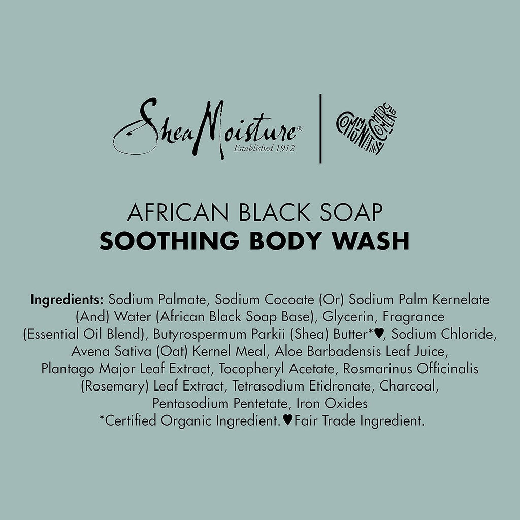 Sheamoisture Soothing Body Wash for Acne Treatment African Black Soap Paraben Free Body Wash 13 Oz