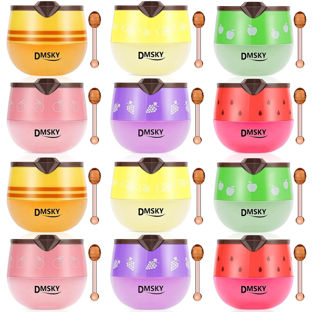 12 PCS Bee Lip Balm Honey Pot, Bulk Propolis Lip Mask 6 Flavors