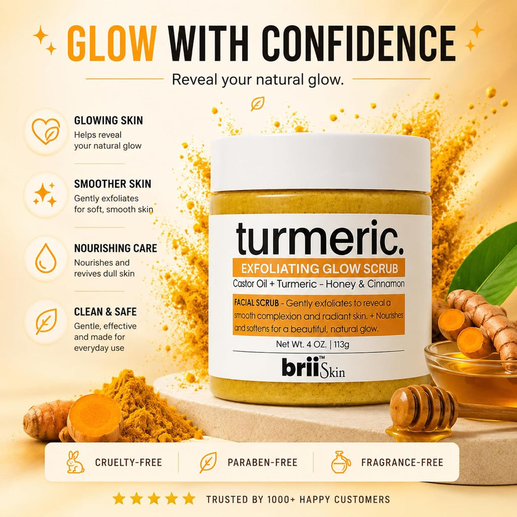 Turmeric Honey Sugar Scrub with Pumice for Face, Dark Spots, Acne, Deep Pore Exfoliating Facial Cleanser for Radiant, Even-Tone Skin