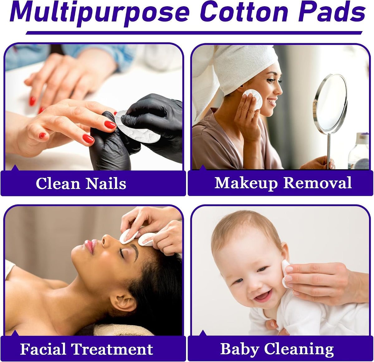 Round Cotton Pads for Face, 300 Count Cotton Rounds