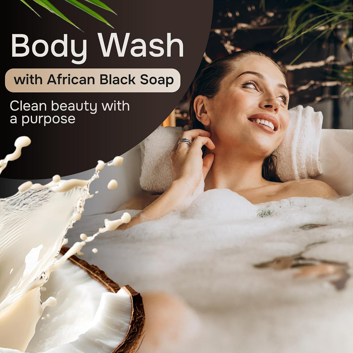 African Black Soap Body Wash, 12 Oz – Sulfate‑Free, Vegan Cleanser with Shea Butter – Soothing, Detoxifying Shower Gel for Men & Women
