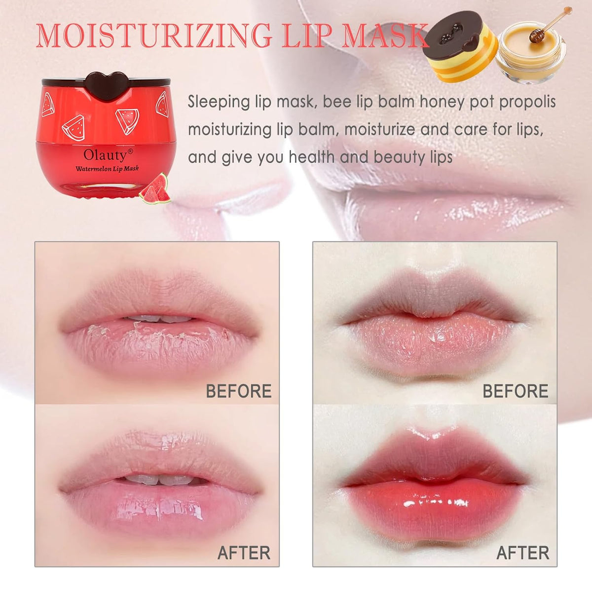 8 PCS Bee Lip Balm Lip Mask Honey Pot,Party Favors Bulk Gifts for Women